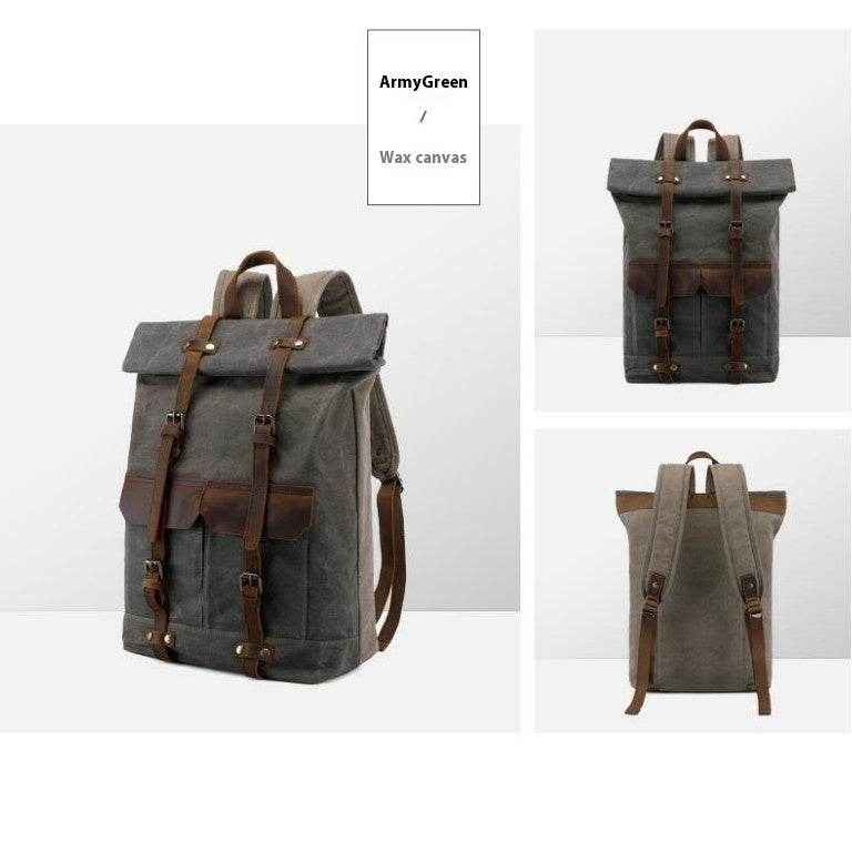Vintage Rucksack aus Pferdeleder mit Öl Wachs Leinwand - Kreativkauf.SI