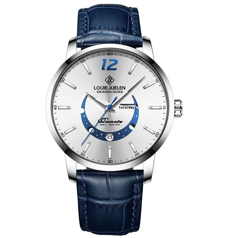 Herren Armbanduhr- wasserdicht, Anzeige Mond Phase, Quarzuhr - Kreativkauf.SI