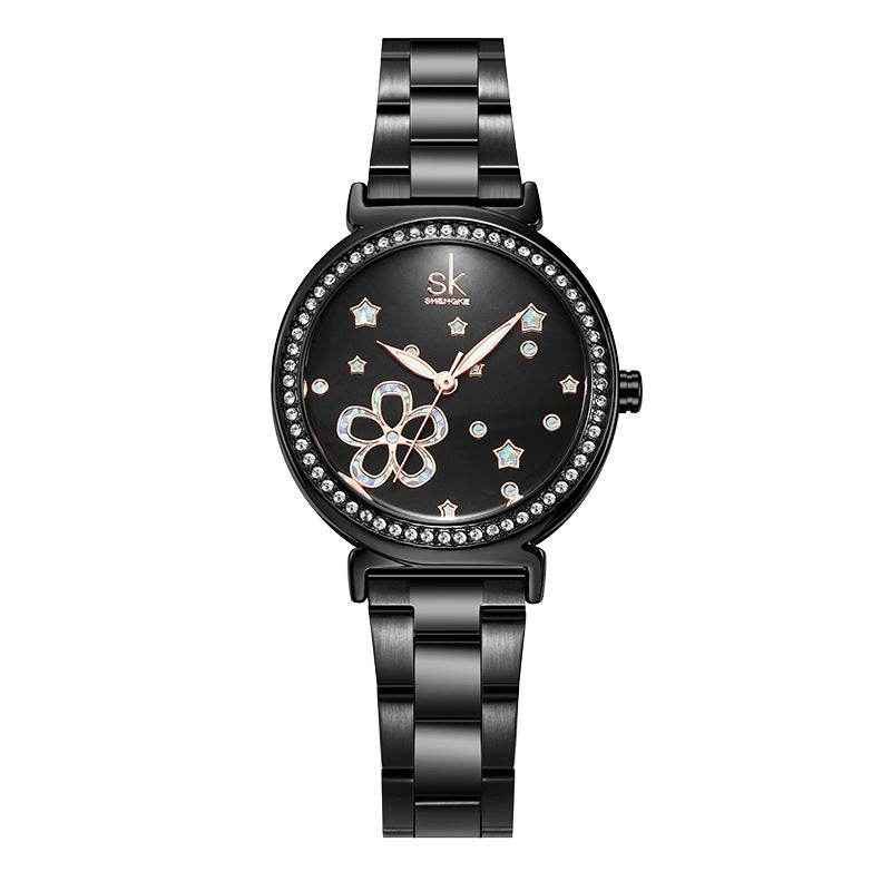 Damen Quarzuhr mit Diamanten und Stahlarmband - Kreativkauf.SI