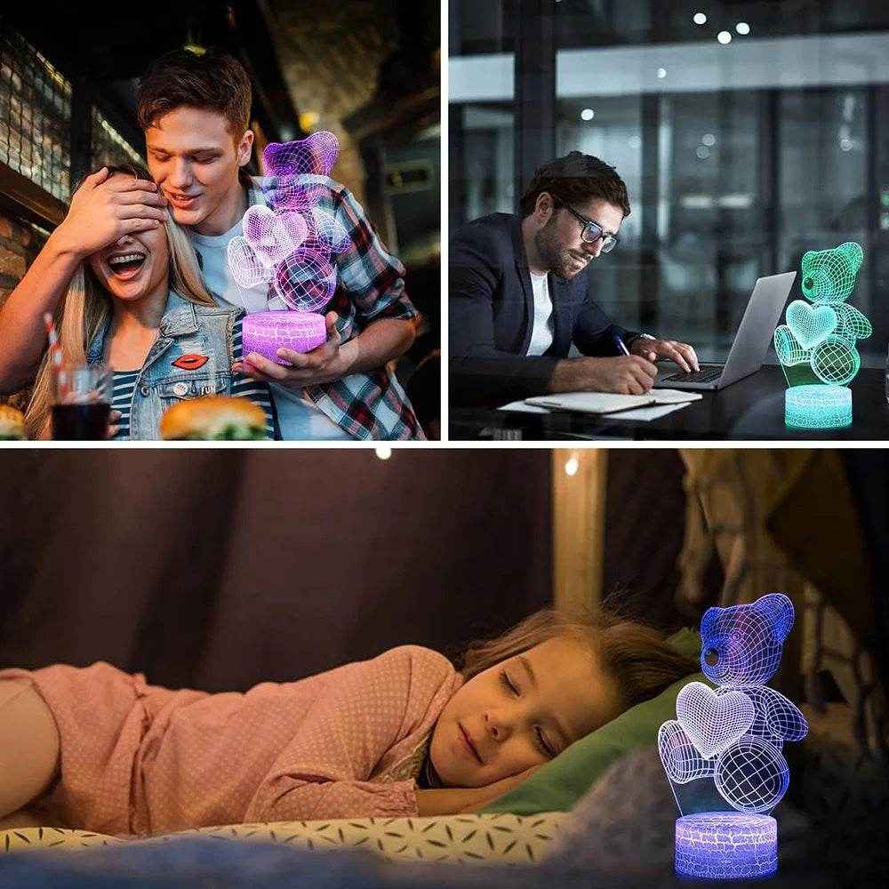 Wundervolle ED Lampe Bärchen mit Herz in vielen Farben - Kreativkauf.SI