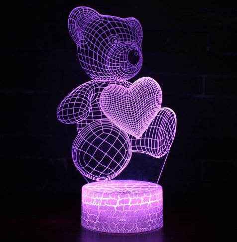 Wundervolle ED Lampe Bärchen mit Herz in vielen Farben - Kreativkauf.SI
