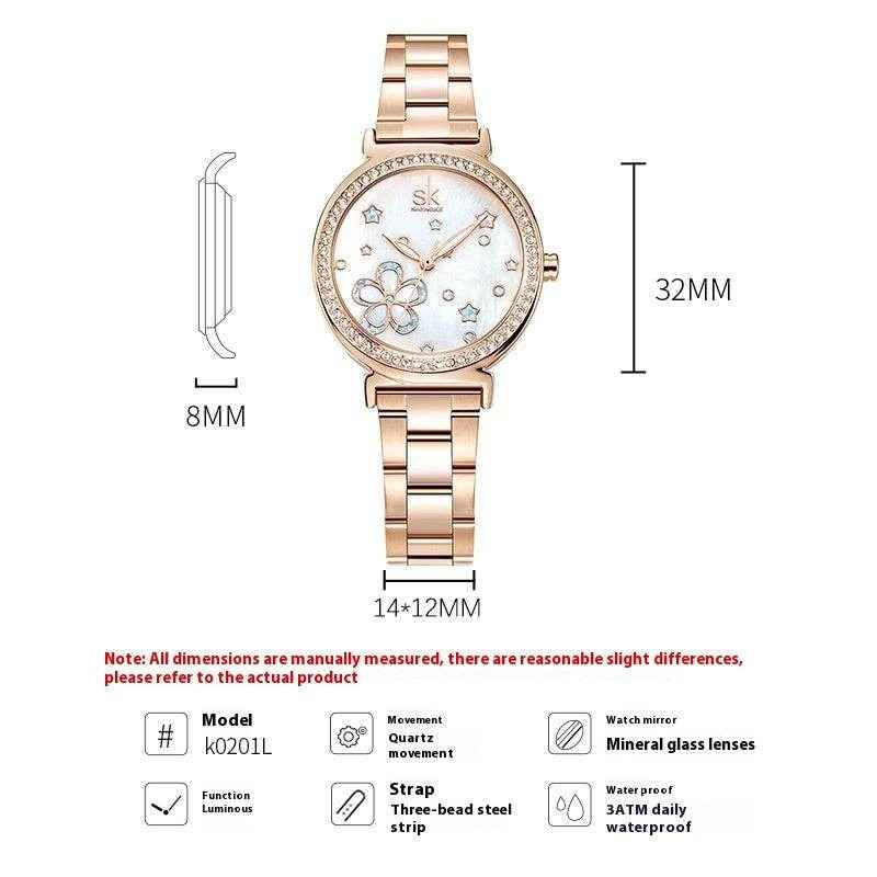 Damen Quarzuhr mit Diamanten und Stahlarmband - Kreativkauf.SI
