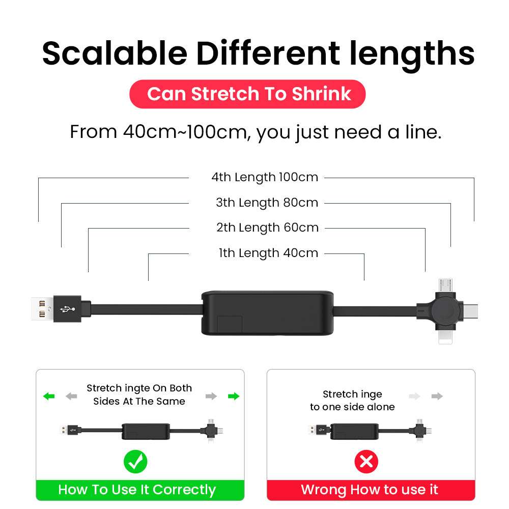4-in-1-einziehbares USB-Kabel, kreatives Macaron-Typ-C-Mikrokabel für iPhone - Kreativkauf.SI