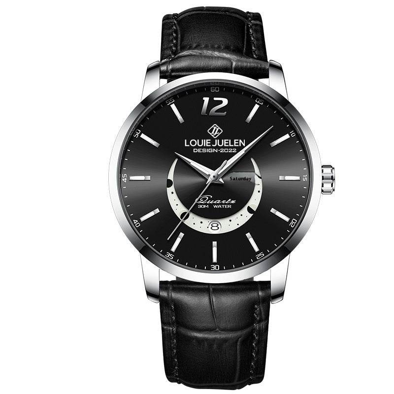 Herren Armbanduhr- wasserdicht, Anzeige Mond Phase, Quarzuhr - Kreativkauf.SI