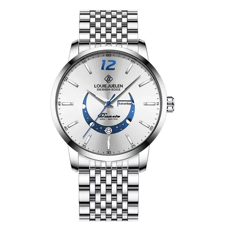 Herren Armbanduhr- wasserdicht, Anzeige Mond Phase, Quarzuhr - Kreativkauf.SI