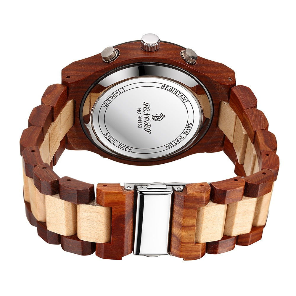Senor Digital Watch Wood Watch Men Military Sport Wristwatch Mens Quartz Watches Top Brand Luxury Wooden Watch Male Relogio eprolo
