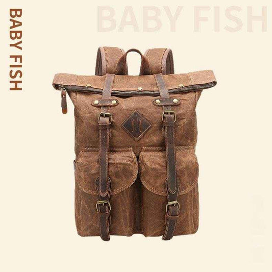Retro Rucksack – Wasserdichtes Pferdeleder und Canvas ein Qualitätsrucksack - Kreativkauf.SI