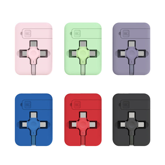 4-in-1-einziehbares USB-Kabel, kreatives Macaron-Typ-C-Mikrokabel für iPhone - Kreativkauf.SI