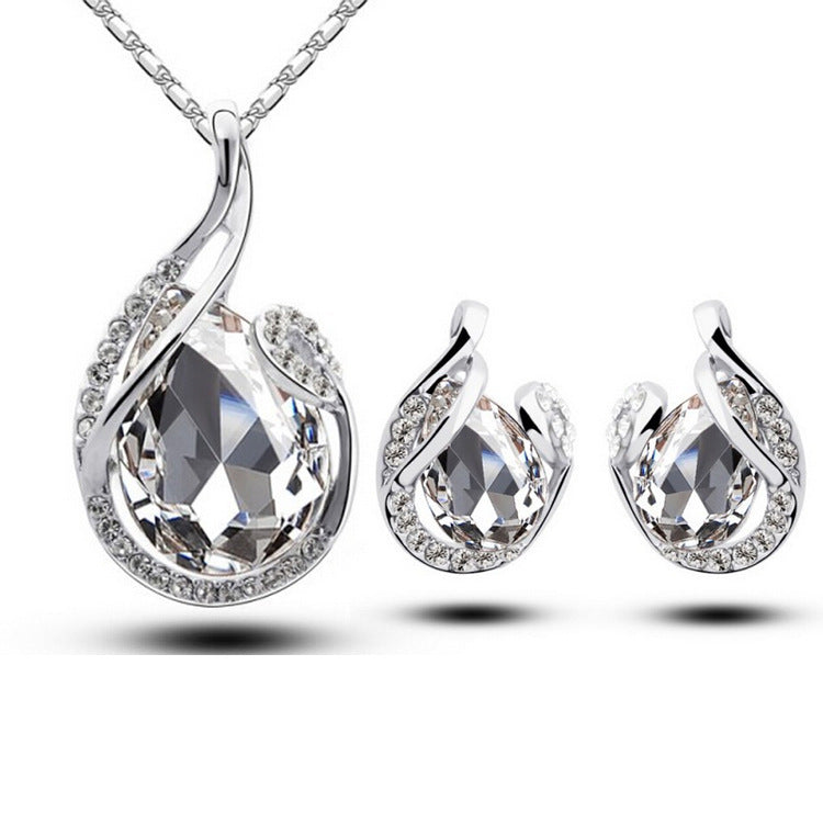 3 teiliges Strass Halsketten Set mit Ohrringen - Kreativkauf.SI