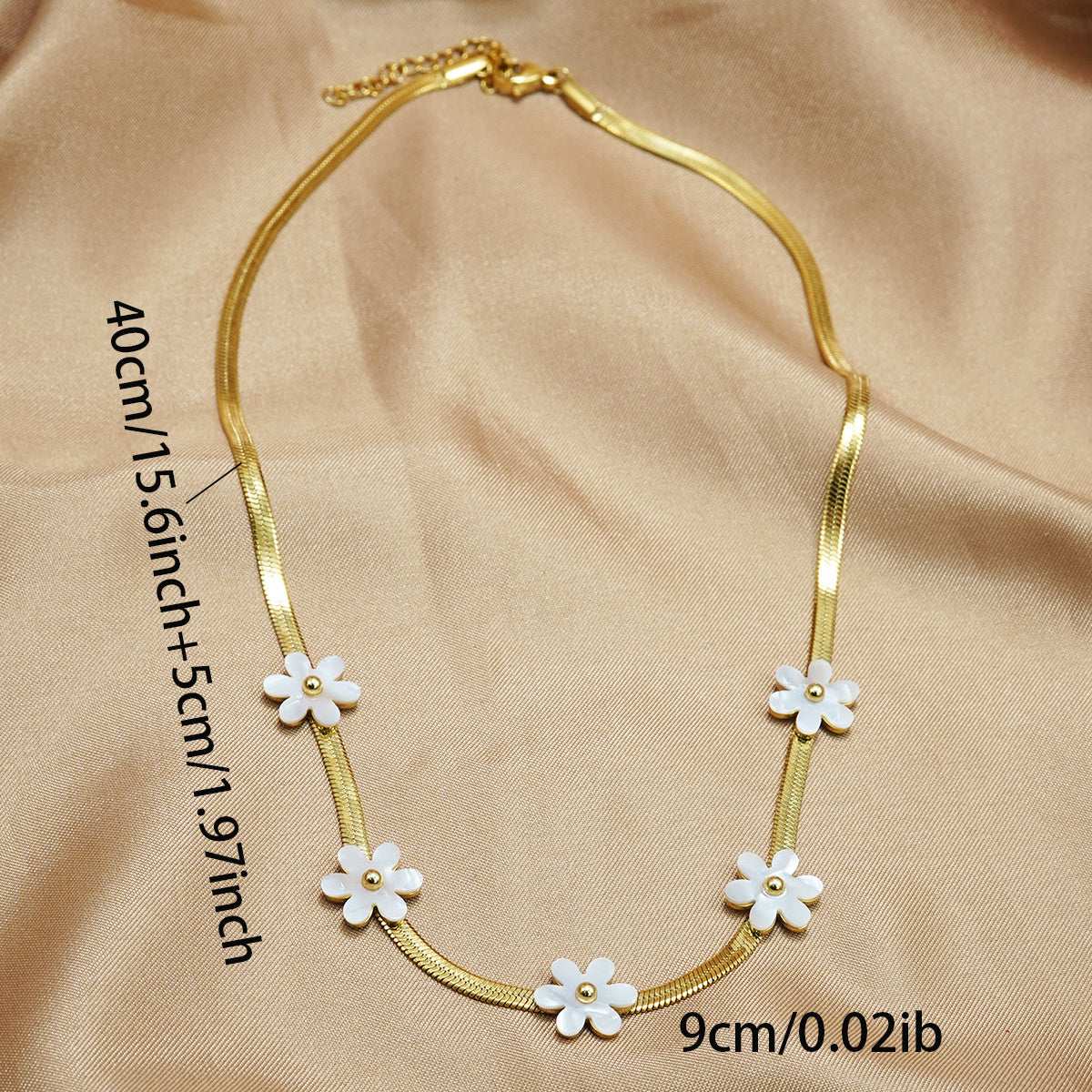 Vergoldete böhmische Blumenhalskette aus Edelstahl- Hautverträlich - Kreativkauf.SI