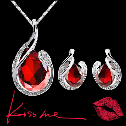 3 teiliges Strass Halsketten Set mit Ohrringen - Kreativkauf.SI