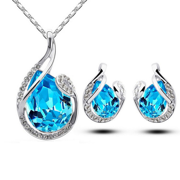 3 teiliges Strass Halsketten Set mit Ohrringen - Kreativkauf.SI