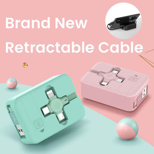 4-in-1-einziehbares USB-Kabel, kreatives Macaron-Typ-C-Mikrokabel für iPhone - Kreativkauf.SI
