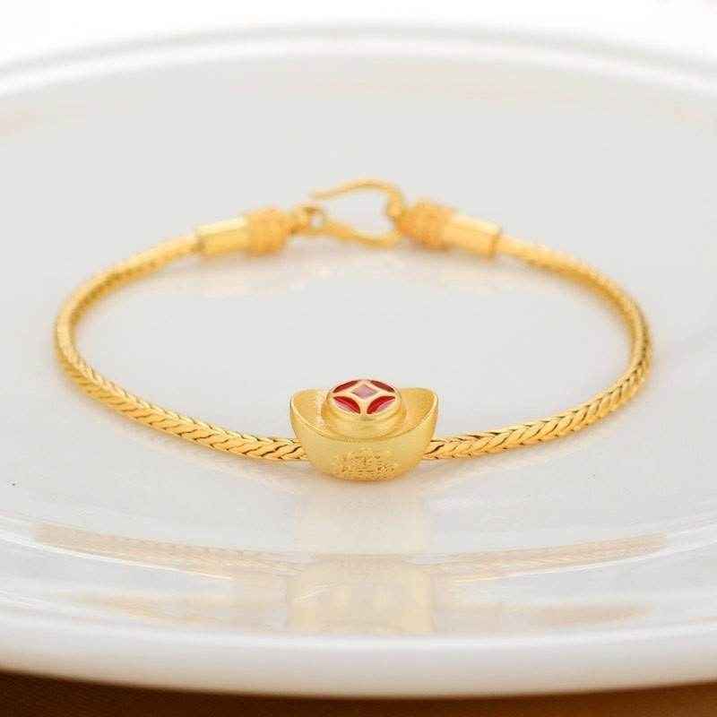 Antikes goldfarbenes Glücksperlen Armband - Kreativkauf.SI