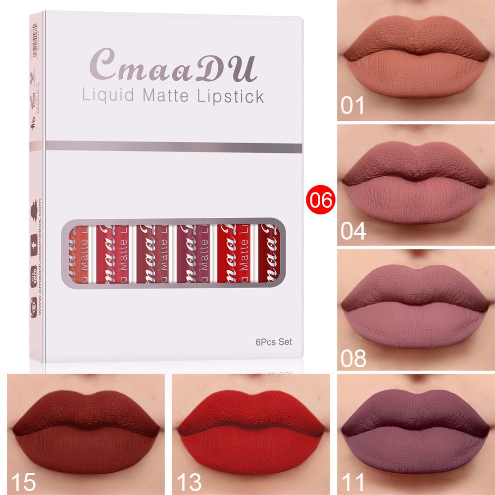 6 Packungen matter, wasserfester Lippenstift mit Antihaftbeschichtung - Si.Kreativkauf