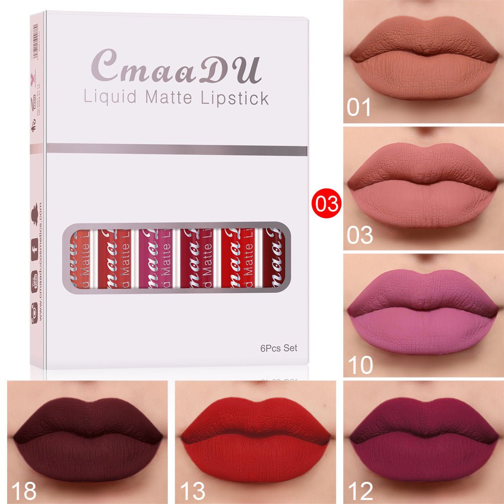 6 Packungen matter, wasserfester Lippenstift mit Antihaftbeschichtung - Si.Kreativkauf