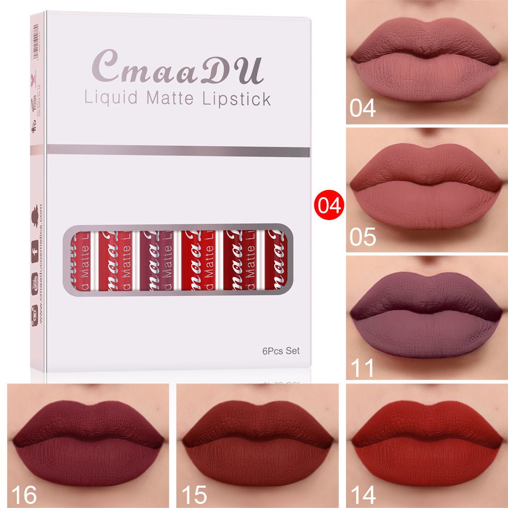 6 Packungen matter, wasserfester Lippenstift mit Antihaftbeschichtung - Si.Kreativkauf