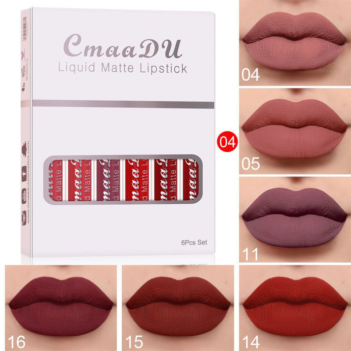 6 Packungen matter, wasserfester Lippenstift mit Antihaftbeschichtung - Si.Kreativkauf