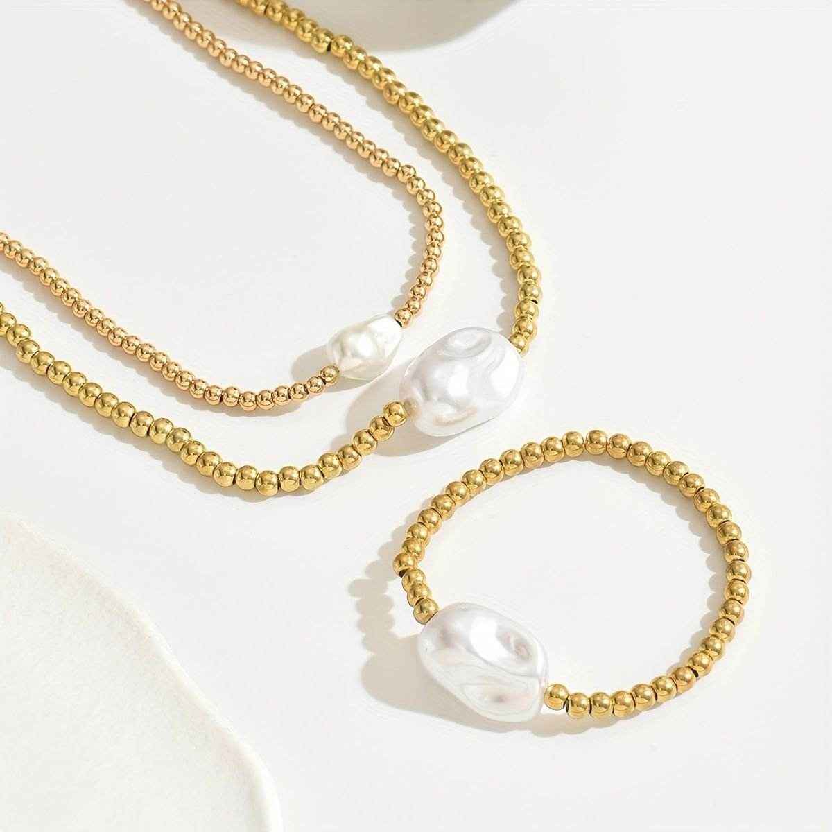 Goldperlen Set 14K mit Halskette und Armband für stilvolle Eleganz - Kreativkauf.SI