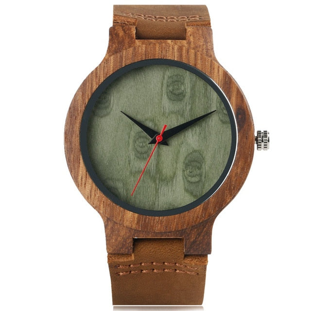 Wooden Watches Quartz Watch Men Bamboo Modern Wristwatch Analog Nature Wood Soft Leather Creative Birthday Gifts eprolo