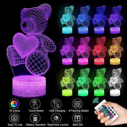 Wundervolle ED Lampe Bärchen mit Herz in vielen Farben - Kreativkauf.SI