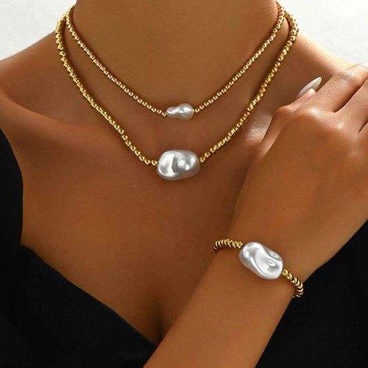 Goldperlen Set 14K mit Halskette und Armband für stilvolle Eleganz - Kreativkauf.SI