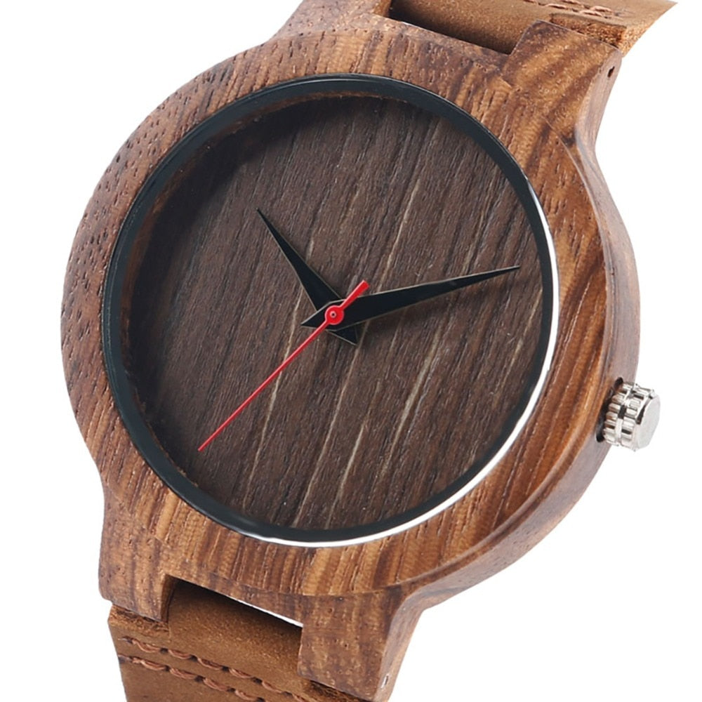 Wooden Watches Quartz Watch Men Bamboo Modern Wristwatch Analog Nature Wood Soft Leather Creative Birthday Gifts eprolo
