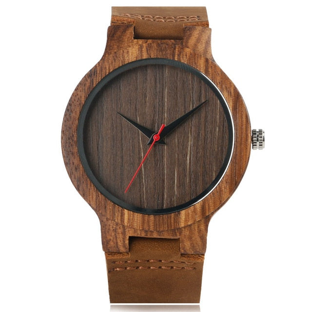 Wooden Watches Quartz Watch Men Bamboo Modern Wristwatch Analog Nature Wood Soft Leather Creative Birthday Gifts eprolo