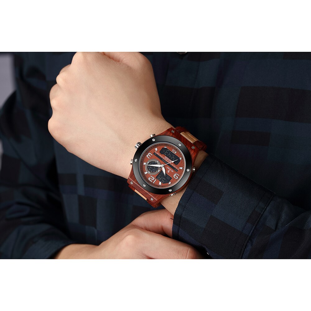 Senor Digital Watch Wood Watch Men Military Sport Wristwatch Mens Quartz Watches Top Brand Luxury Wooden Watch Male Relogio eprolo