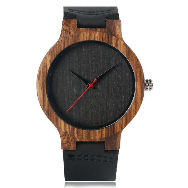 Wooden Watches Quartz Watch Men Bamboo Modern Wristwatch Analog Nature Wood Soft Leather Creative Birthday Gifts eprolo