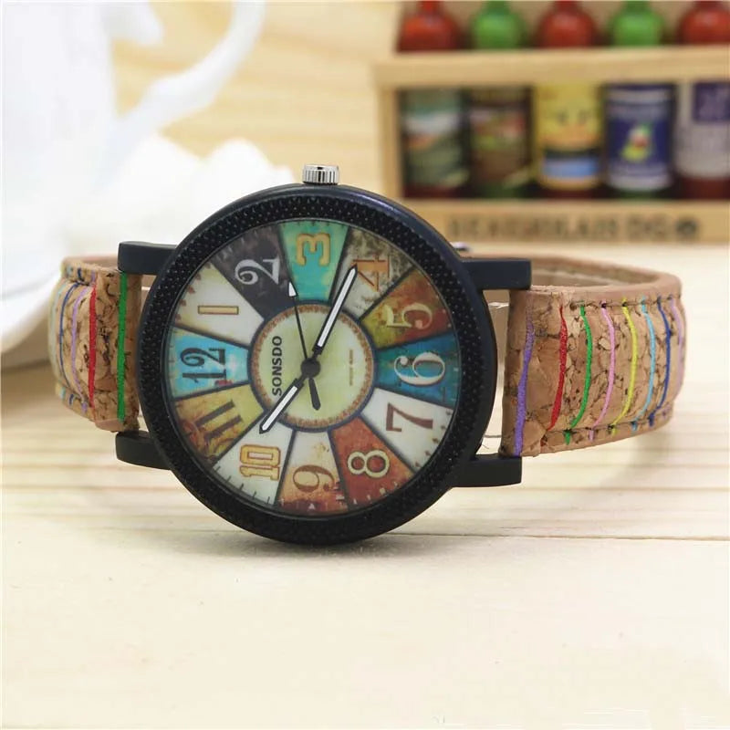 New flower surface wood grain leather watch men's quartz sports watch fashion men and women clock high quality wrist watch eprolo
