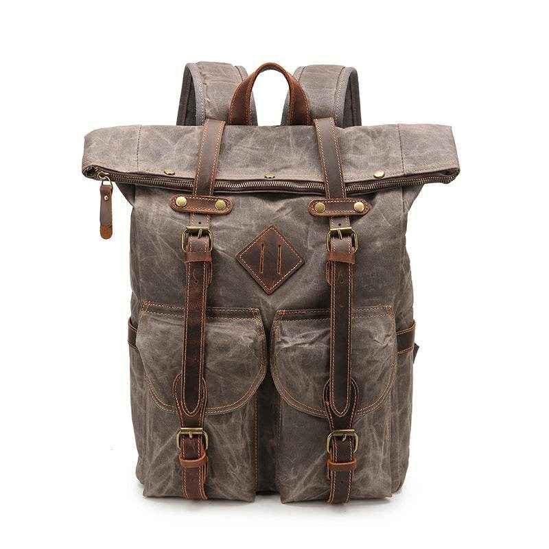Retro Rucksack – Wasserdichtes Pferdeleder und Canvas ein Qualitätsrucksack - Kreativkauf.SI