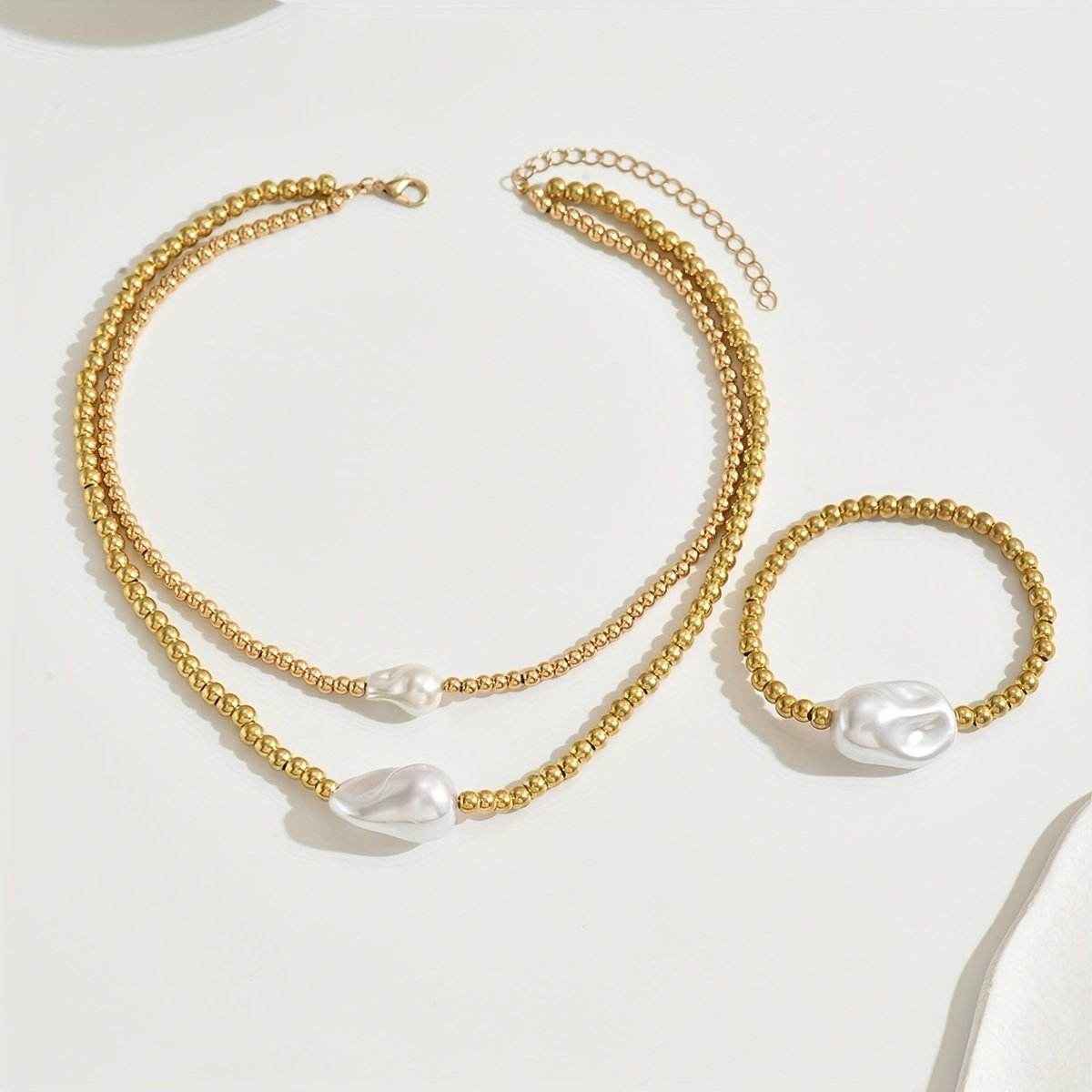 Goldperlen Set 14K mit Halskette und Armband für stilvolle Eleganz - Kreativkauf.SI