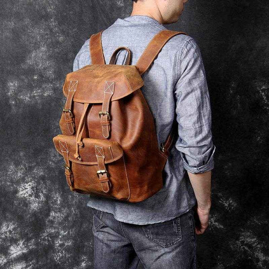 Original Lederrucksack mit großer Kapazität 20-35 l - Kreativkauf.SI