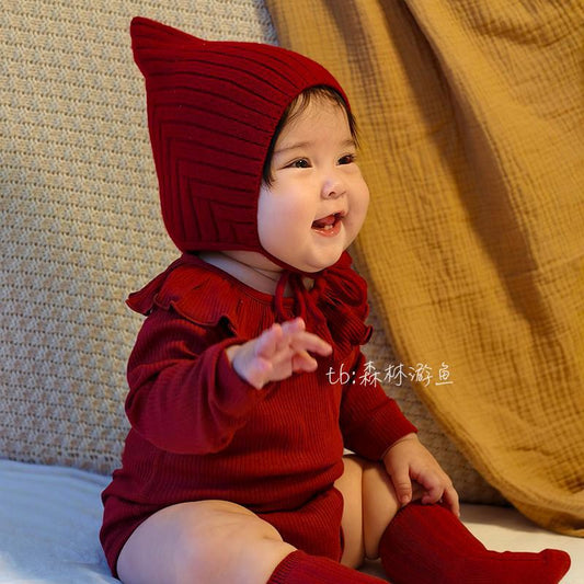 Babymütze aus Wolle mit Ohrenschutz und Bindeband für kalte Tage - Si.Kreativkauf