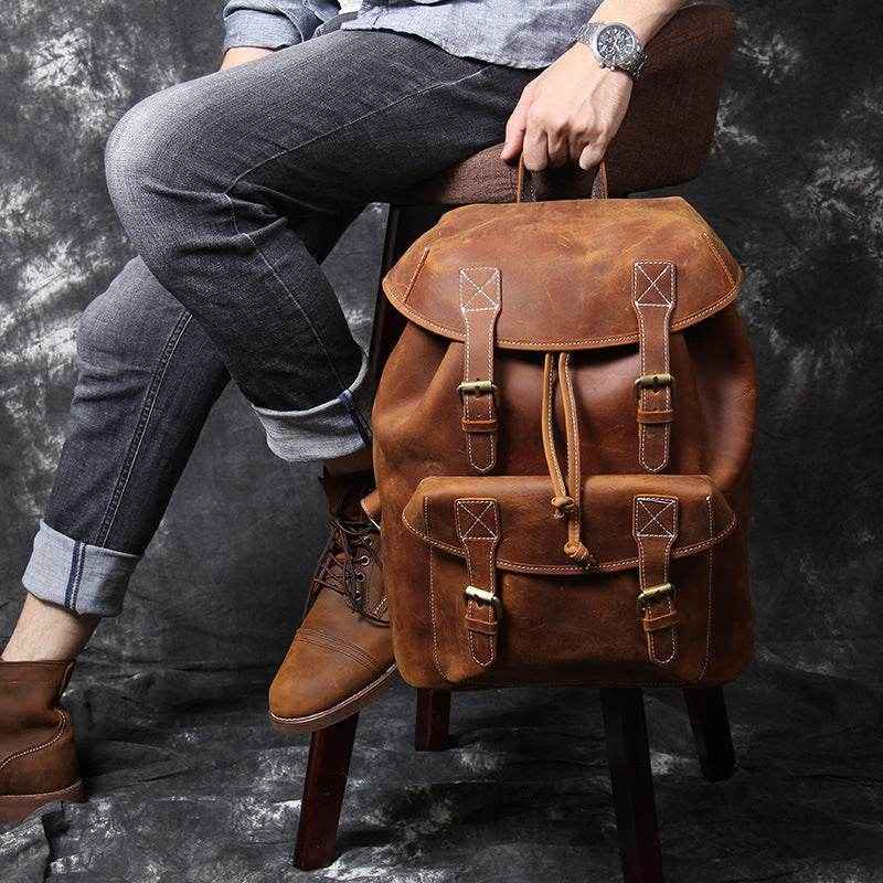 Original Lederrucksack mit großer Kapazität 20-35 l - Kreativkauf.SI