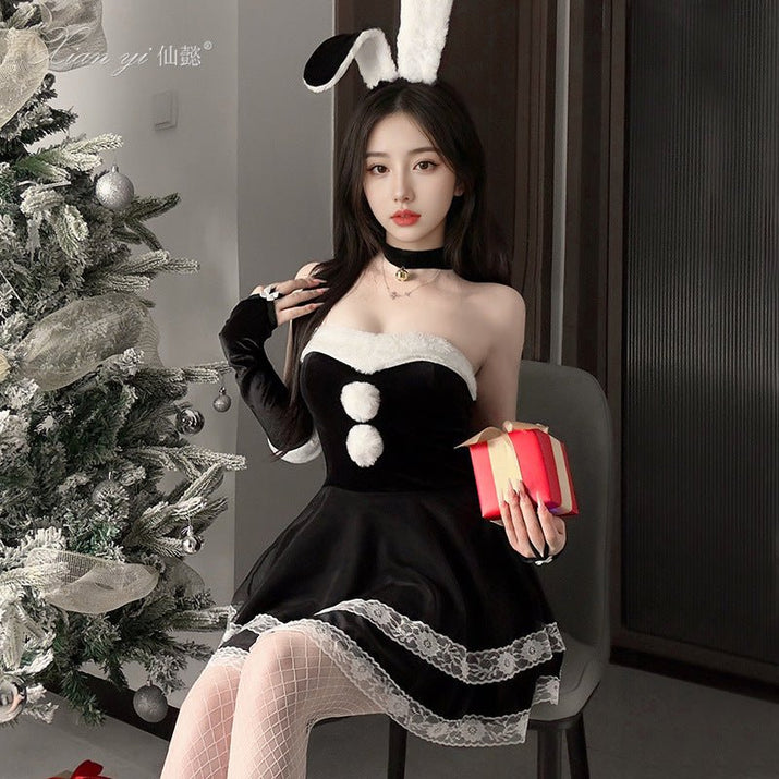Cosplay Bunny Kostüm – elegantes, trägerloses Weihnachtskleid für Frauen - Si.Kreativkauf
