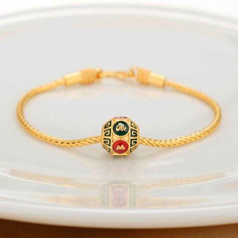 Antikes goldfarbenes Glücksperlen Armband - Kreativkauf.SI