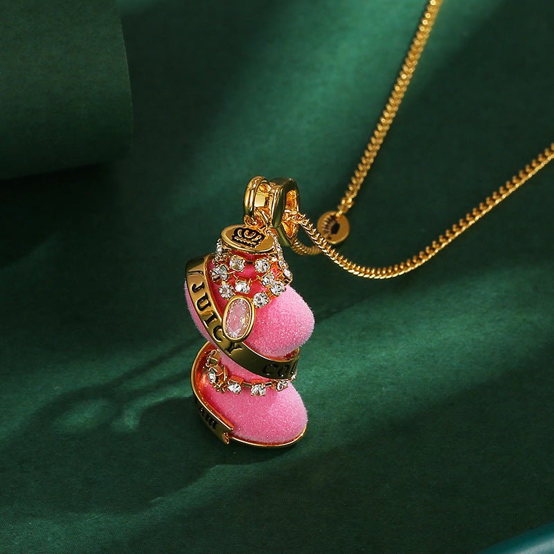 Diamantbesetzte Kristall - Zirkon - Diamantkette in Rosa für elegante Anlässe - Si.Kreativkauf