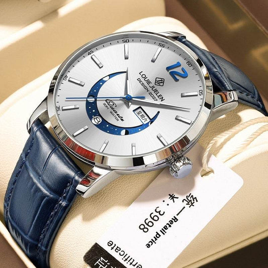 Herren Armbanduhr- wasserdicht, Anzeige Mond Phase, Quarzuhr - Kreativkauf.SI