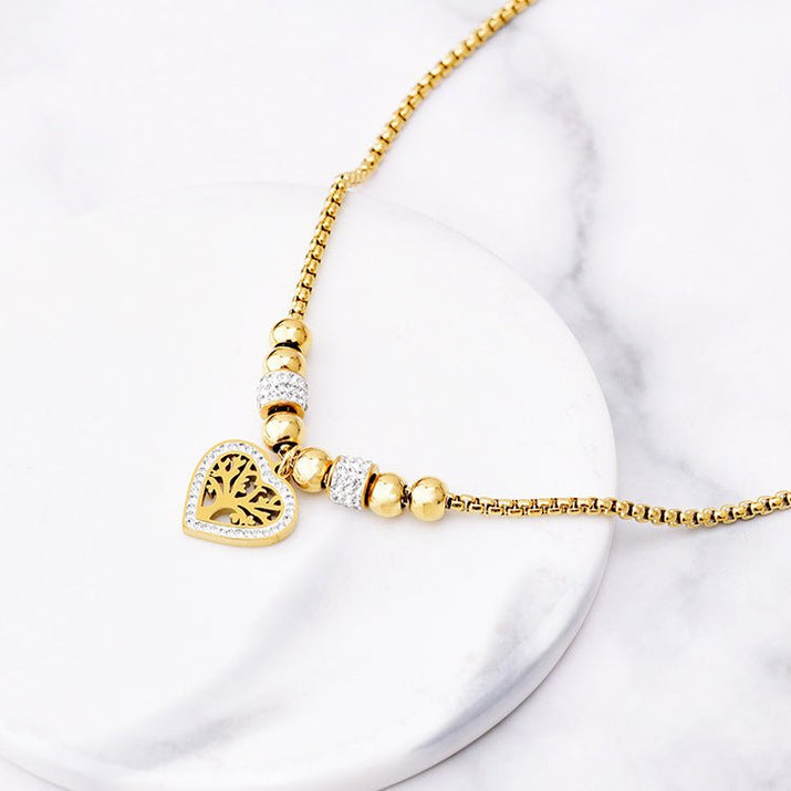 Herzförmige Lebensbaum - Halskette aus Titanstahl für Damen im europäischen und amerikanischen Stil - Si.Kreativkauf