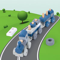 Kinder - Bausteine aus Holz - Zerlegbare Eisenbahn mit Seilzug und Säulenmontage für kreatives Spielen - Si.Kreativkauf