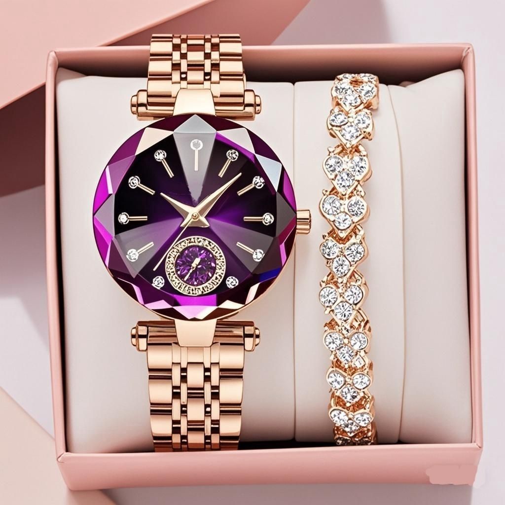 Lässige Damen - Quarzuhr mit Diamanten – Elegante Uhr für Alltag und besondere Anlässe - Si.Kreativkauf