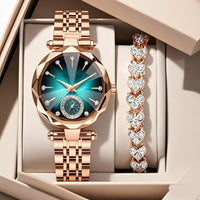 Lässige Damen - Quarzuhr mit Diamanten – Elegante Uhr für Alltag und besondere Anlässe - Si.Kreativkauf