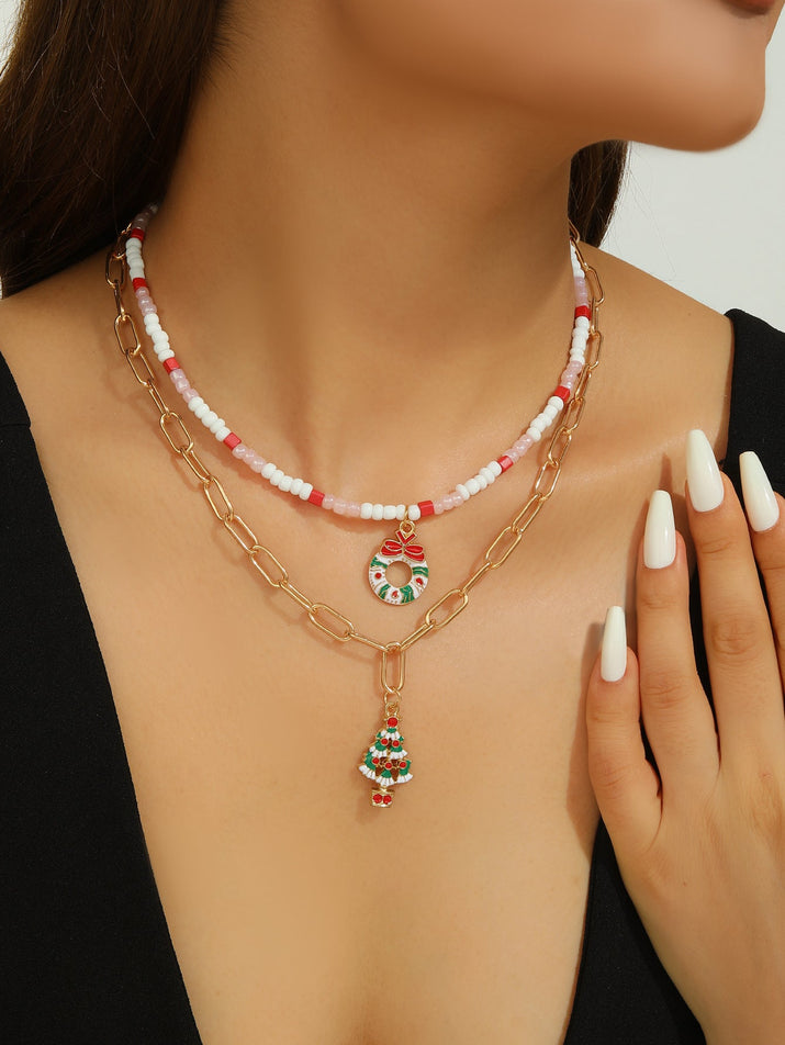 Mädchen Weihnachtsmann Anhänger für Weihnachtsbaum mit Schneeflocken Design - Si.Kreativkauf