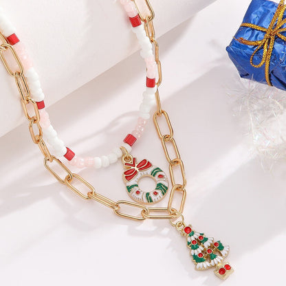 Mädchen Weihnachtsmann Anhänger für Weihnachtsbaum mit Schneeflocken Design - Si.Kreativkauf