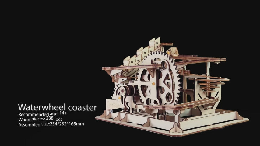 Robotime ROKR Marble Night City 3D Holzpuzzle-Spiel, Bausatz, Wasserradmode