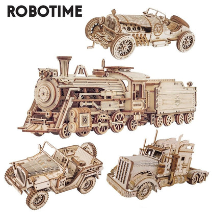 Robotime ROKR 3D Holzpuzzle Lokomotivmodell Bausatz für kreative Bastler - Si.Kreativkauf