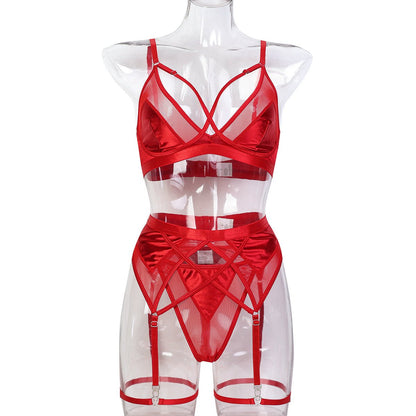 Roter vierteiliger Sexy Dessous - Set für Valentinstag und Weihnachten – Attraktiver Anzug für romantische Anlässe - Si.Kreativkauf