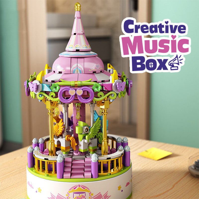 Spieluhr - Bausatz für Kinder mit Spieluhr - Ornamenten und Bausteinen – Kreatives Spielzeug zur Förderung der Feinmotorik - Si.Kreativkauf